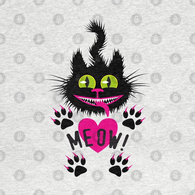 34 Black Cat Meow sweet Monster Heart Love by Margarita7